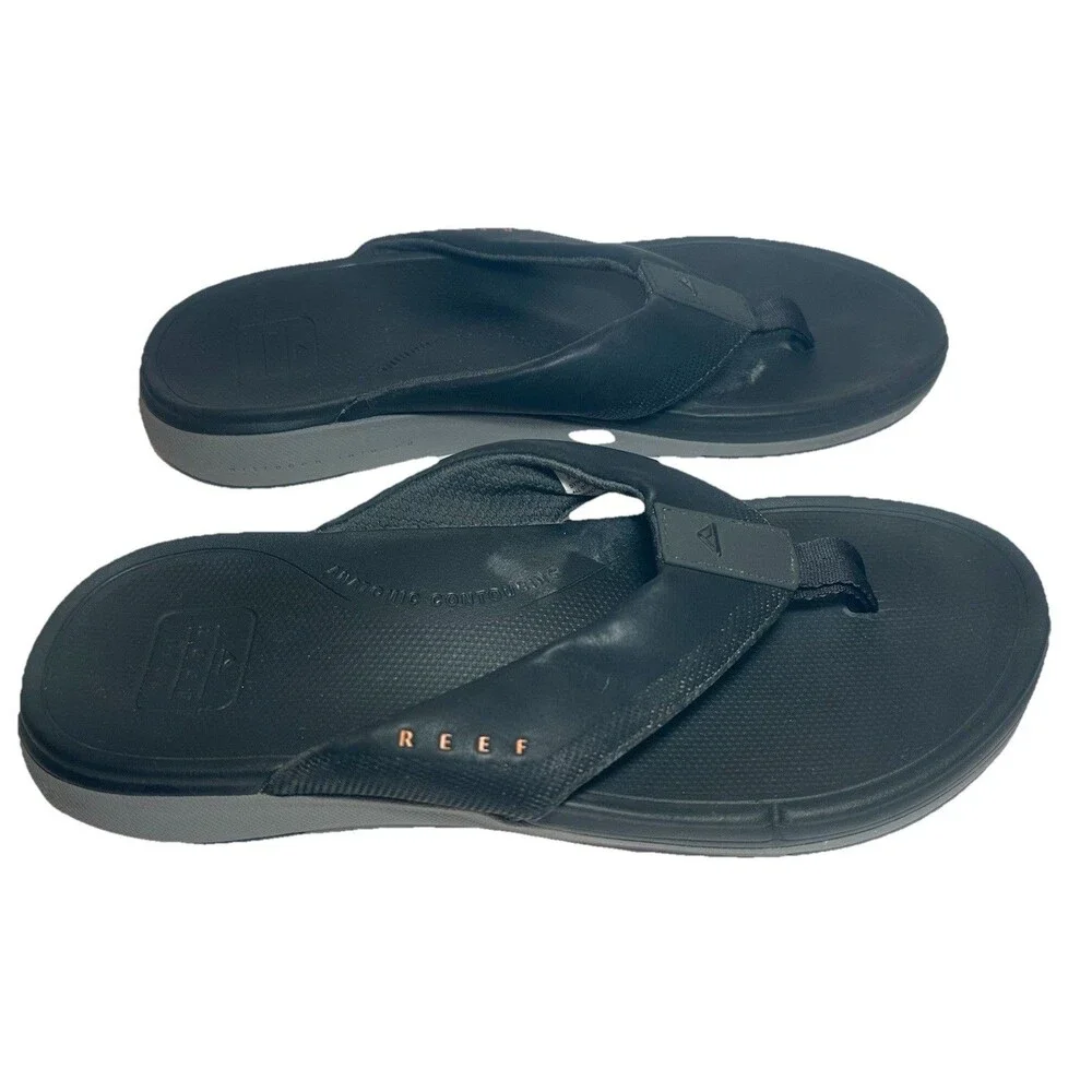Reef Cushion Norte Sandals Men 8 Black Gray Orthopedic Flip Flops